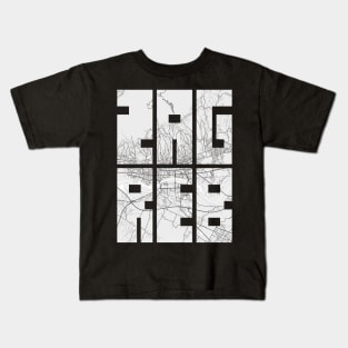 Zagreb, Croatia City Map Typography - Light Kids T-Shirt